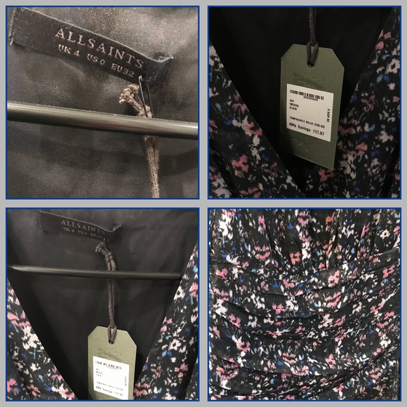 ALLSAINTS- CARIS FLORAL DRAPED DRESS (NWT) - Picture 4 of 16